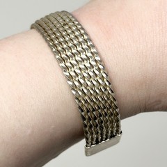 Vintage Bohemian Sterling Silver 925 Italy Woven Open Cuff Bracelet 7.75” 25g