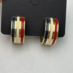 Vintage Avon Earrings American Glory Enamel Huggie Hoop Pierced Patriotic