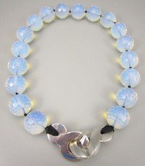  GORGEOUS PATRICIA VON MUSULIN STERLING 20MM ROUND FACETED OPALITE NECKLACE