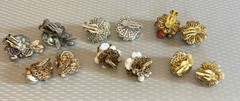 Robert Clip Earring LOT 6 Pair Wired Bead Cluster AB Rhinestone All Signed Vtg