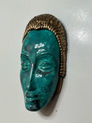 Vintage Signed ART DECO 89 #B067 Enameled Turquoise Colored Head Pin Brooch