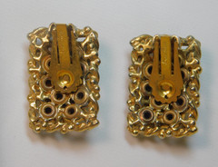 VINTAGE BARCLAY JEWELS OF INDIA GOLDEN AMBER RHINESTONES BROOCH & EARRINGS