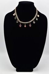 Glass Works Studios Anna Koplik Charm Necklace Collar Casino Cards Signed BinBN