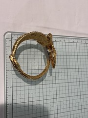 Kenneth J. Lane Signed Gold-Tone Vintage Alligator Watch Clamper Bracelet