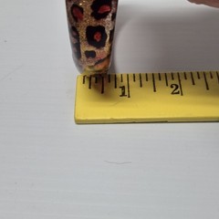 Vtg Chunky Acrylic Lucite Animal Print Glitter Bracelet Asymmetrical Statement