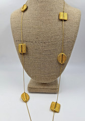 Vintage Necklace Anne Klein Station Shapes Metal Chain Chunky 36 in
