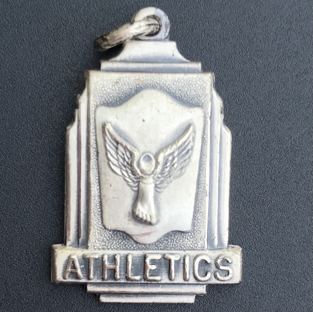 Sterling Silver ATHLETICS Charm Old School Award Art Deco Style .925 6grams NOS