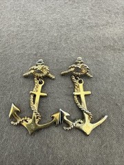 Vintage Gold Tone Nautical Anchor Clip On Dangle Drop Earrings