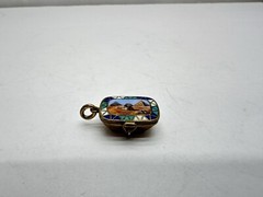 Egyptian Revival Vintage 800 silver Enamel Basket With Moses Gold Wash over silv