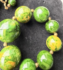 Vintage Bakelite Catalin Chunky Boho Necklace 27” 76.9g Tested Green Beads Deco