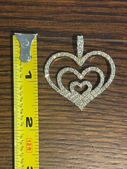 Signed Nolan Miller Triple Heart Pendant And Unsigned Dangle Faux Pearl Earrings