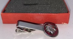 Vtg 50s KINNEY CO. Chrome & Enamel MERCURY Tie Clasp & Box 43mm