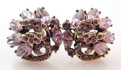 Vintage Hollycraft 1952 Signed Purple Rhinestone Earrings