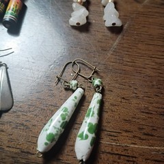 Lot of 4 Pairs Vintage Earrings handmade Beaded Dangle Drop Style 60