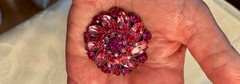 Vintage brooch, layers of rhinestones in shades of pink, machise settings
