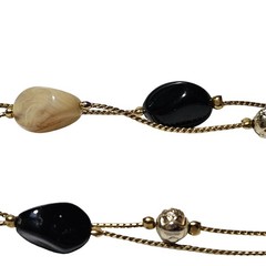 Vintage Beaded Necklace Boho Chic Multi Stone Gold Tone Chain Fashion Jewelry