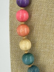 Vintage Colorful Chunky Wooden Choker Necklace Womens 18 Inch