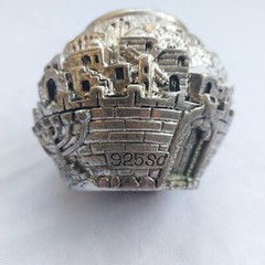 Vintage Jerusalem City Heritage Statue Made of Stone Plated with 925 Silver