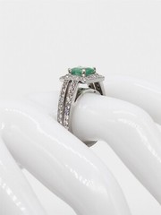 Designer $8000 3.50ct AAA+++ Colombian Emerald Diamond Platinum HALO Ring 10g