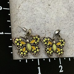 Yellow enamel 90s Butterfly Earrings Pierced filigree Y2K Spring jewelry