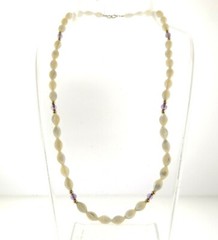 Vintage MOP Shell Bead Necklace 6 mm 17 inch 12kgf Gold Filled