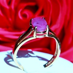 10k yellow gold sz 4.5 ring 0.80ct natural, treated ruby solitaire 1.47gr Nissko
