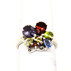 Vintage Luxury RING “Samotsvety”Silver 925 with Bright Stones -size: 7.5US| #127