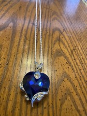 Blue Heart of the Ocean Titanic Necklace 925 Chain Stunning 12in Chain Valentine