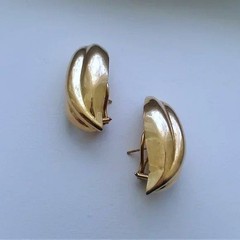 LARGE BOLD Vintage 1970-1990 Solid 14K Yellow Gold Omega Back Earrings 13.1 g.