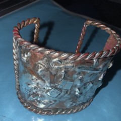 Vtg unsigned Mid Century Modernist Brutalist Silver Copper Cuff Bracelet
