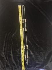 Silver Tone Rhinestone Station Necklace – Long Chain – Elegant Vintage Style