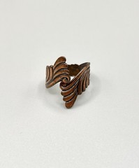 Vintage 70s Solid Copper Adjustable Wrap Ring Art Nouveau Scroll Southwestern