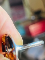100% Genuine Baltic Natural Amber Ring Size 6 Honey Cherry Colors Shoe Style 老琥珀