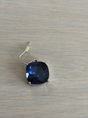Estate Blue Rhinestone Cushion Silver Tone French Wire Pierced