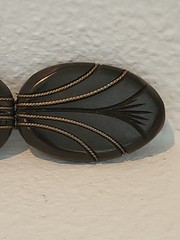 Vtg Bakelite Belt Buckle Chocolate Brown Gold Tone Accent Carved Belt Buckle