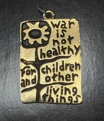 Vtg 1968 War Is Not Healthy For Children Another Mother For Peace Pendant