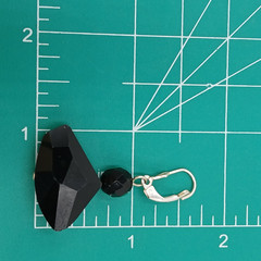 VTG 925 Earrings 1in Wide Black Faceted Glass Sterling Silver Ear Wire Art Deco