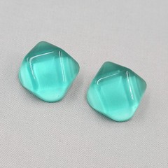 Vintage Teal Blue Translucent Resin Clip on Earrings Statement Drop 1 1/8″