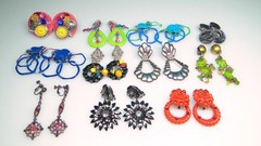 Vintage Earrings 11pr 80s Doorknocker Jeff Lieb Dangle Retro Hoop Lot