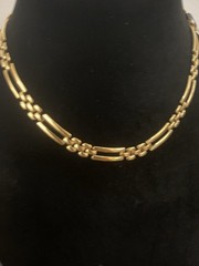Monet 16 Inch Choker Multiple Gold Tone Links Necklace Fold Over Clasp Closure