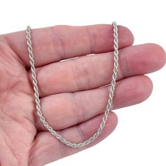 Vintage Italian Sterling Silver 925 Rope Link Chain Necklace 30″