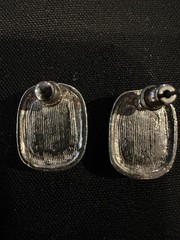 Beautiful Vintage Filigree Silver-Toned with Lime Green Cats Eye Cabochon Stones