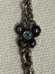 Vintage Silver Plate? and Faceted Blue Rhinestone 8.5” Bracelet