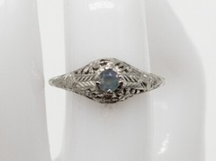 Antique 1920s Belais $2400 Old Euro Alexandrite 18k White Gold Filigree Ring