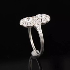 Art Deco Style Round Cut Lab Created Diamond 14k White Gold FN Anniversary Ring