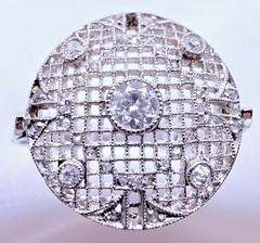 Antique Platinum Art Deco Diamond Cocktail Ring 37 Natural Diamonds Pavé Size 8