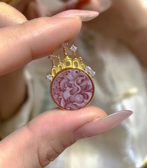 vintage Cameo pendant Red agate sterling silver antique jewelry anniversary gift