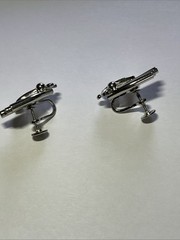 Vintage Silver Tone Climber Clip On Earrings Modern Screw Back