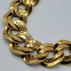 VTG Monet Statement Chain Necklace Gold Tone Curb Link Bold Classy 19″