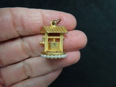 Vintage 1950’s Gorgeous Wishing Well Charm w/Seed Pearls